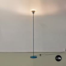 画像をギャラリービューアに読み込む, Light-blue metal and glass floor lamp, 1980s
