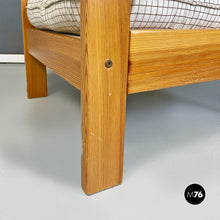 Load image into Gallery viewer, Solid wood and checkered black and white fabric armchair, 1970s