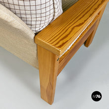 Load image into Gallery viewer, Solid wood and checkered black and white fabric armchair, 1970s