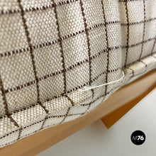 Load image into Gallery viewer, Solid wood and checkered black and white fabric armchair, 1970s