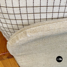 Load image into Gallery viewer, Solid wood and checkered black and white fabric armchair, 1970s