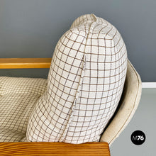 Load image into Gallery viewer, Solid wood and checkered black and white fabric armchair, 1970s
