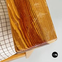 Load image into Gallery viewer, Solid wood and checkered black and white fabric armchair, 1970s