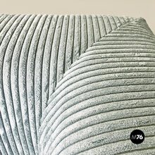 画像をギャラリービューアに読み込む, Grey-blue velvet five module sofa, 1970s