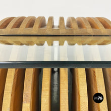 Load image into Gallery viewer, Solid wood base and glass top coffee table by Mario Ceroli for Poltronova, 1970s