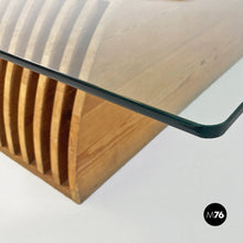 Load image into Gallery viewer, Solid wood base and glass top coffee table by Mario Ceroli for Poltronova, 1970s