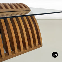Load image into Gallery viewer, Solid wood base and glass top coffee table by Mario Ceroli for Poltronova, 1970s