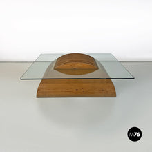Load image into Gallery viewer, Solid wood base and glass top coffee table by Mario Ceroli for Poltronova, 1970s