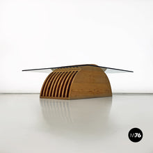 Load image into Gallery viewer, Solid wood base and glass top coffee table by Mario Ceroli for Poltronova, 1970s