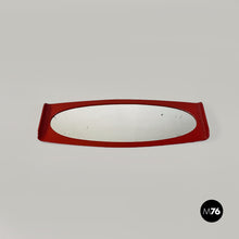 Load image into Gallery viewer, Oval, brick red, curved wood wall mirror, 1970s