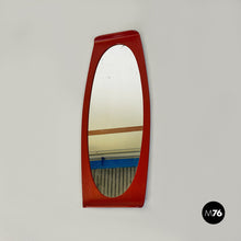 Load image into Gallery viewer, Oval, brick red, curved wood wall mirror, 1970s