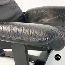 Load image into Gallery viewer, Wood and black leather armchairs by Ingmar Relling for Westnofa, 1970s