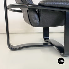 Load image into Gallery viewer, Wood and black leather armchairs by Ingmar Relling for Westnofa, 1970s