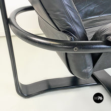 Load image into Gallery viewer, Wood and black leather armchairs by Ingmar Relling for Westnofa, 1970s