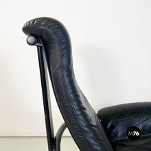 Load image into Gallery viewer, Wood and black leather armchairs by Ingmar Relling for Westnofa, 1970s