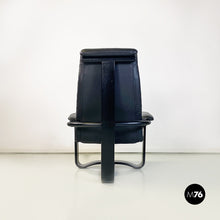 Load image into Gallery viewer, Wood and black leather armchairs by Ingmar Relling for Westnofa, 1970s