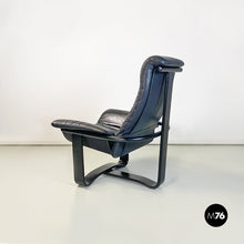 Load image into Gallery viewer, Wood and black leather armchairs by Ingmar Relling for Westnofa, 1970s