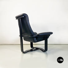 Load image into Gallery viewer, Wood and black leather armchairs by Ingmar Relling for Westnofa, 1970s