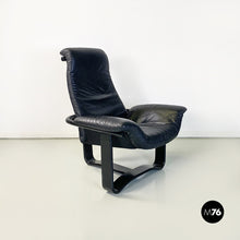 Load image into Gallery viewer, Wood and black leather armchairs by Ingmar Relling for Westnofa, 1970s