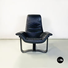 Load image into Gallery viewer, Wood and black leather armchairs by Ingmar Relling for Westnofa, 1970s