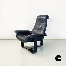 Load image into Gallery viewer, Wood and black leather armchairs by Ingmar Relling for Westnofa, 1970s
