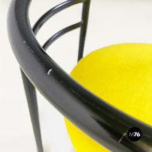 将图片加载到图库查看器,Black metal and lemon yellow cotton chairs, 1980s