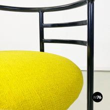 将图片加载到图库查看器,Black metal and lemon yellow cotton chairs, 1980s