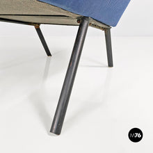 Charger l'image dans la galerie, Blue armchairs with tubular black metal, 1960s