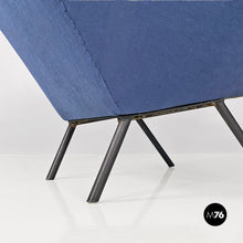 Charger l'image dans la galerie, Blue armchairs with tubular black metal, 1960s