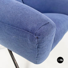 Charger l'image dans la galerie, Blue armchairs with tubular black metal, 1960s