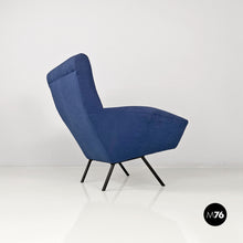 Charger l'image dans la galerie, Blue armchairs with tubular black metal, 1960s