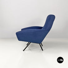 Charger l'image dans la galerie, Blue armchairs with tubular black metal, 1960s