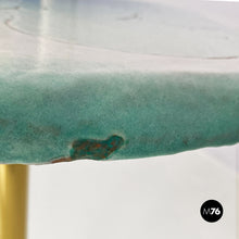 将图片加载到图库查看器,Ceramic and brass dining table with engraved design, 1980s