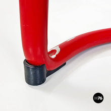 画像をギャラリービューアに読み込む, Red metal, wood and grey faux leather chair by Tito Agnoli, 1960s