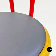 画像をギャラリービューアに読み込む, Red metal, wood and grey faux leather chair by Tito Agnoli, 1960s