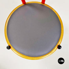 画像をギャラリービューアに読み込む, Red metal, wood and grey faux leather chair by Tito Agnoli, 1960s