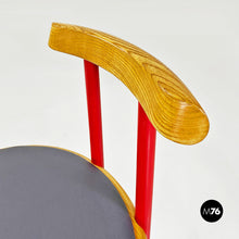 画像をギャラリービューアに読み込む, Red metal, wood and grey faux leather chair by Tito Agnoli, 1960s
