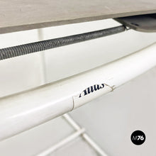 画像をギャラリービューアに読み込む, White metal and grey leather Spaghetti chair by Giandomenico Belotti for Alias, 1979