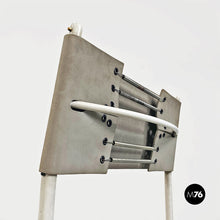 画像をギャラリービューアに読み込む, White metal and grey leather Spaghetti chair by Giandomenico Belotti for Alias, 1979