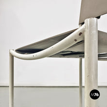 画像をギャラリービューアに読み込む, White metal and grey leather Spaghetti chair by Giandomenico Belotti for Alias, 1979