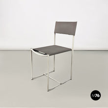 画像をギャラリービューアに読み込む, White metal and grey leather Spaghetti chair by Giandomenico Belotti for Alias, 1979