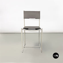 画像をギャラリービューアに読み込む, White metal and grey leather Spaghetti chair by Giandomenico Belotti for Alias, 1979