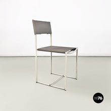 画像をギャラリービューアに読み込む, White metal and grey leather Spaghetti chair by Giandomenico Belotti for Alias, 1979
