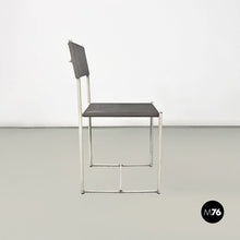 画像をギャラリービューアに読み込む, White metal and grey leather Spaghetti chair by Giandomenico Belotti for Alias, 1979