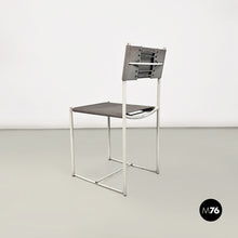画像をギャラリービューアに読み込む, White metal and grey leather Spaghetti chair by Giandomenico Belotti for Alias, 1979