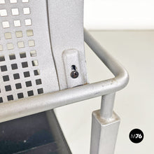 画像をギャラリービューアに読み込む, Stackable grey metal and black leather chairs by Fly Line, 1990s