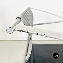 画像をギャラリービューアに読み込む, Stackable grey metal and black leather chairs by Fly Line, 1990s