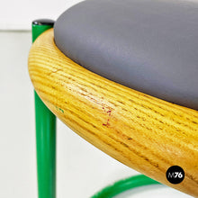 Carica l'immagine nel visualizzatore di Gallery, Green metal, wood and grey faux leather chair by Tito Agnoli, 1960s