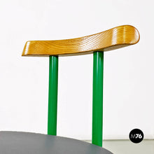 Carica l'immagine nel visualizzatore di Gallery, Green metal, wood and grey faux leather chair by Tito Agnoli, 1960s