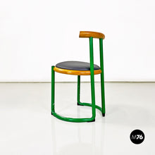 Carica l'immagine nel visualizzatore di Gallery, Green metal, wood and grey faux leather chair by Tito Agnoli, 1960s